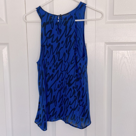 MILLY silk cobalt blue scribble tank top - Picture 2 of 7